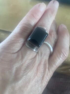 Sterling Black garnet chunky wrap style ring